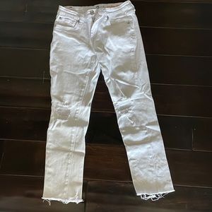 Girls white ripped denim